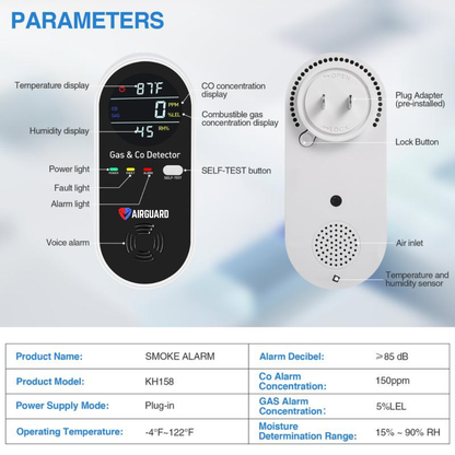 AirGuard™ Portable Carbon Monoxide (CO) And Gas Detector 4-in-1 | №1 LifeSaver Detector ( New Generation )