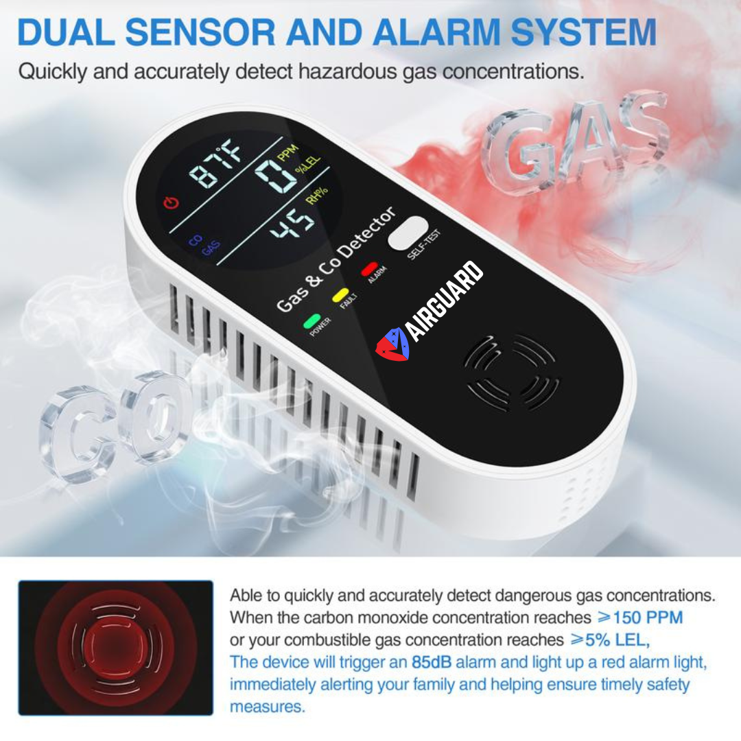 AirGuard™ Portable Carbon Monoxide (CO) And Gas Detector 4-in-1 | №1 LifeSaver Detector ( New Generation )