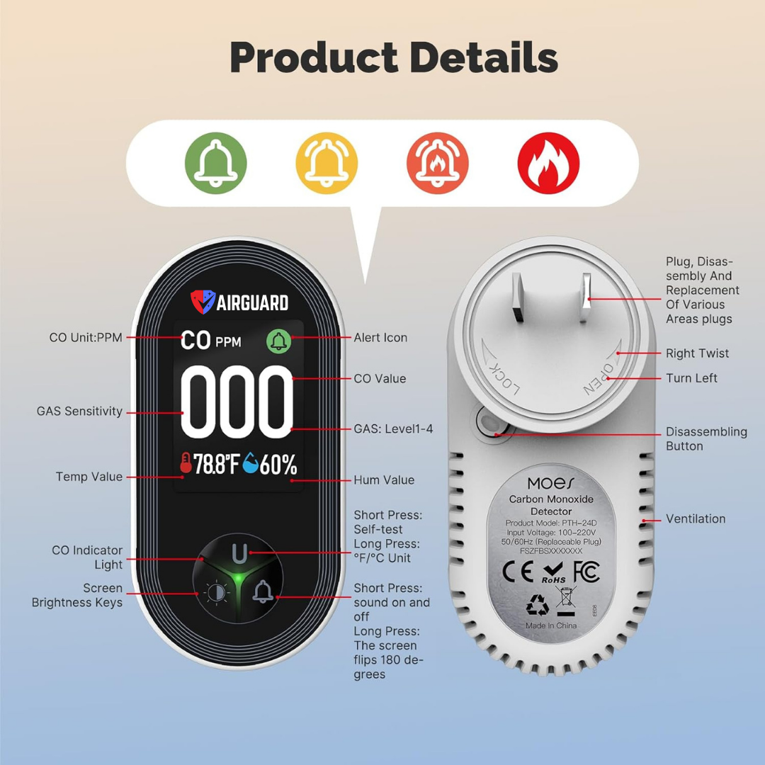 AirGuard™ Portable Carbon Monoxide (CO) Detector 3-in-1 | №1 LifeSaver Detector